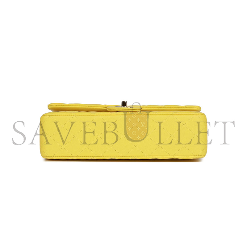 CHANEL MASTER CAVIAR MEDIUM CLASSIC DOUBLE FLAP BAG YELLOW LIGHT GOLD HARDWARE A01112 (25*15*7cm)